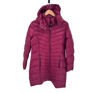 GH Bass Co Quilted Jacket Womens Large Burgundy Red Nylon Goose‎ Down